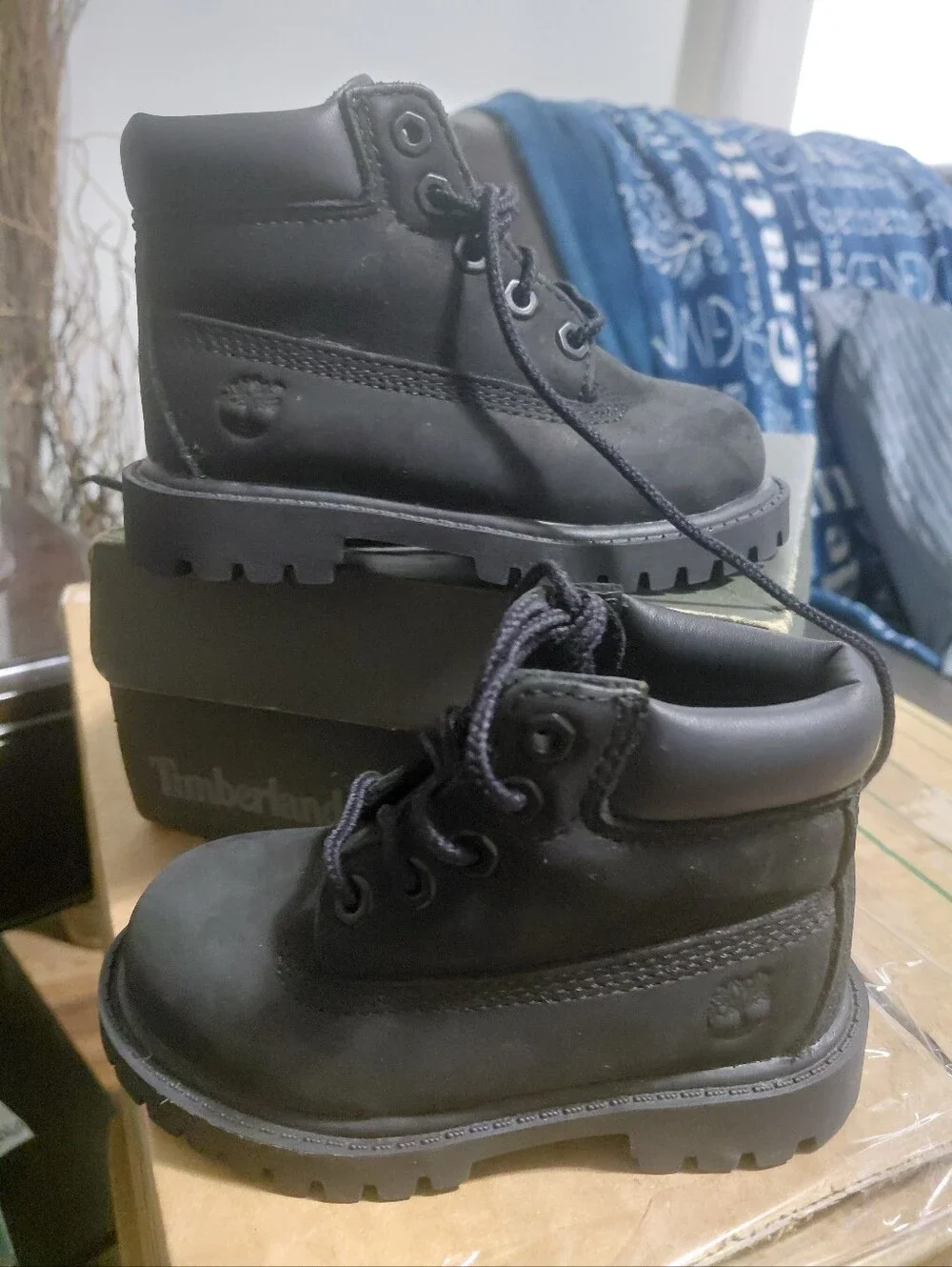 Kids Black Lace-Up Outdoor Boots